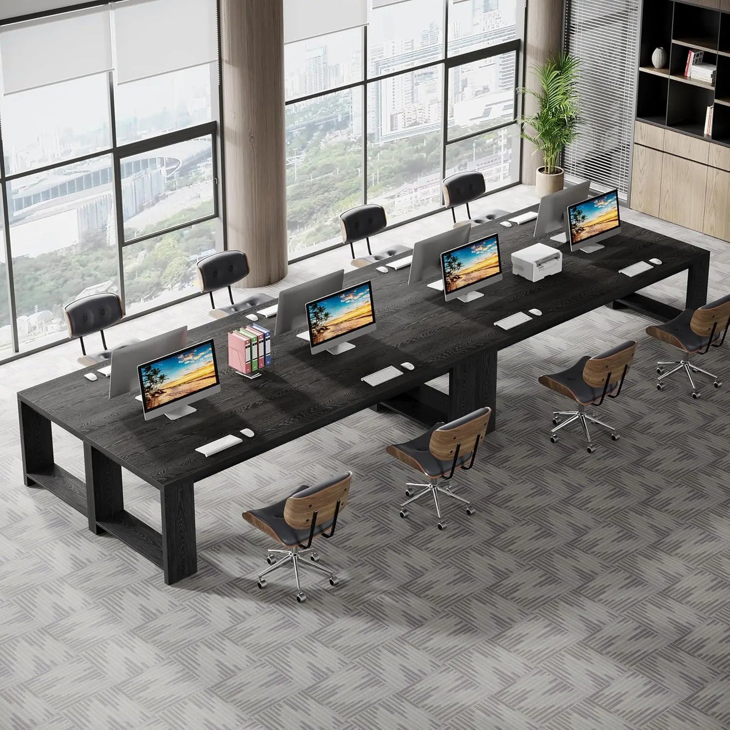 86.6" Two-Person Desk, Modern Executive Office Desk, Double Computer Writing Table for Home Office, Conference Room, Customized