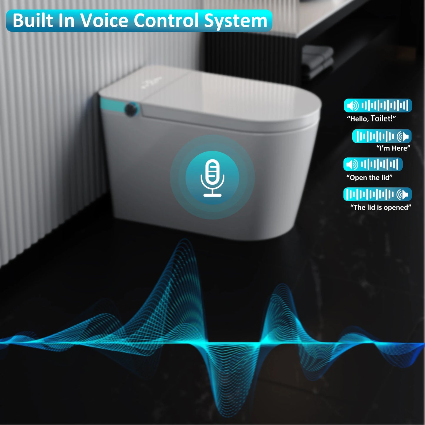 Smart Toilet with Bidet Built In, One Piece Bidet with 80MM Heated Seat, Voice Control, Warm Water Sprayer & Dryer, Foam Shield