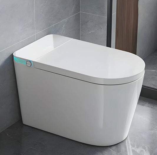 Smart Toilet with Bidet Built In, One Piece Bidet with 80MM Heated Seat, Voice Control, Warm Water Sprayer & Dryer, Foam Shield