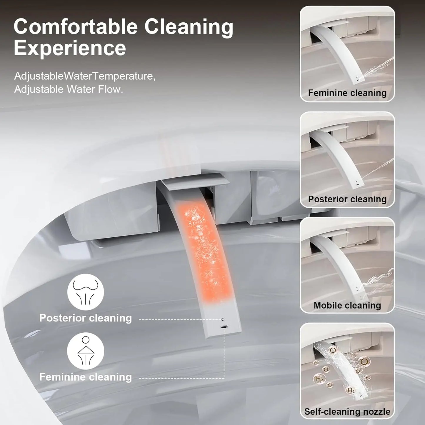 Smart Toilet with Bidet Built in, Auto Open Close & Auto Flush, Modern Elongated Tankless Toilet for Bathrooms with, Customized