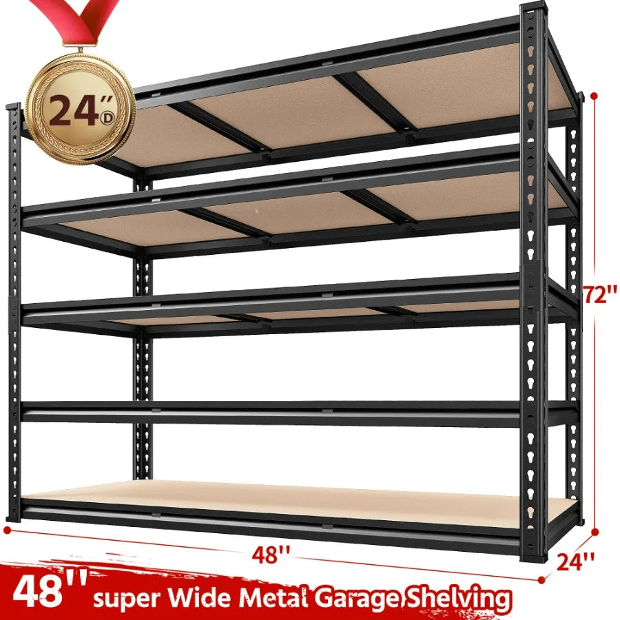 REIBII 48"W Heavy Duty Shelving 3000LBS Steel Shelving Adjustable Garage Storage Industrial Shelf,48"W x 24"D x 72"H