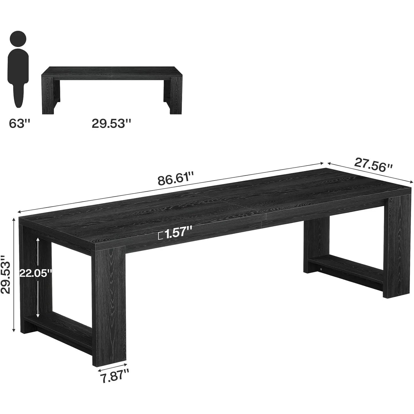 86.6" Two-Person Desk, Modern Executive Office Desk, Double Computer Writing Table for Home Office, Conference Room, Customized