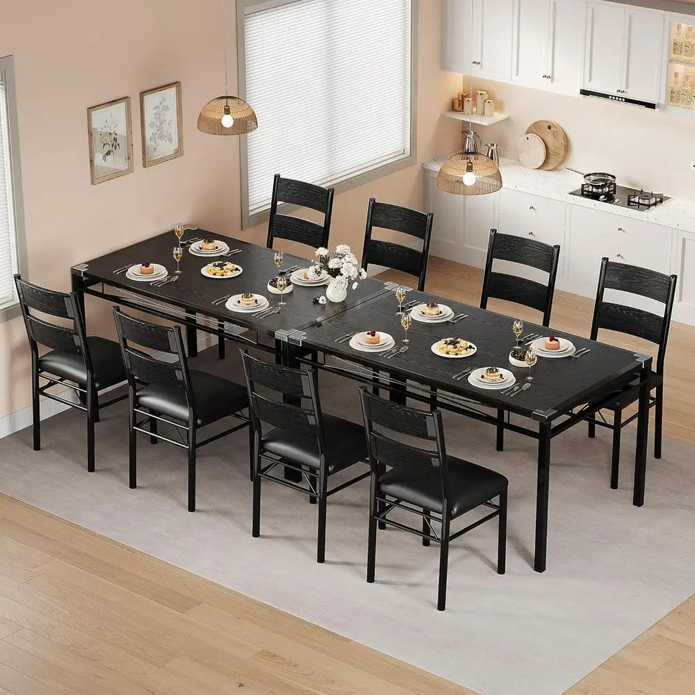 Wood Dining Table Set or 4 with Upholstered Chairs, Kitchen Table Chairs Set o 4 with Protector, Dining Room Table Set or 4, or