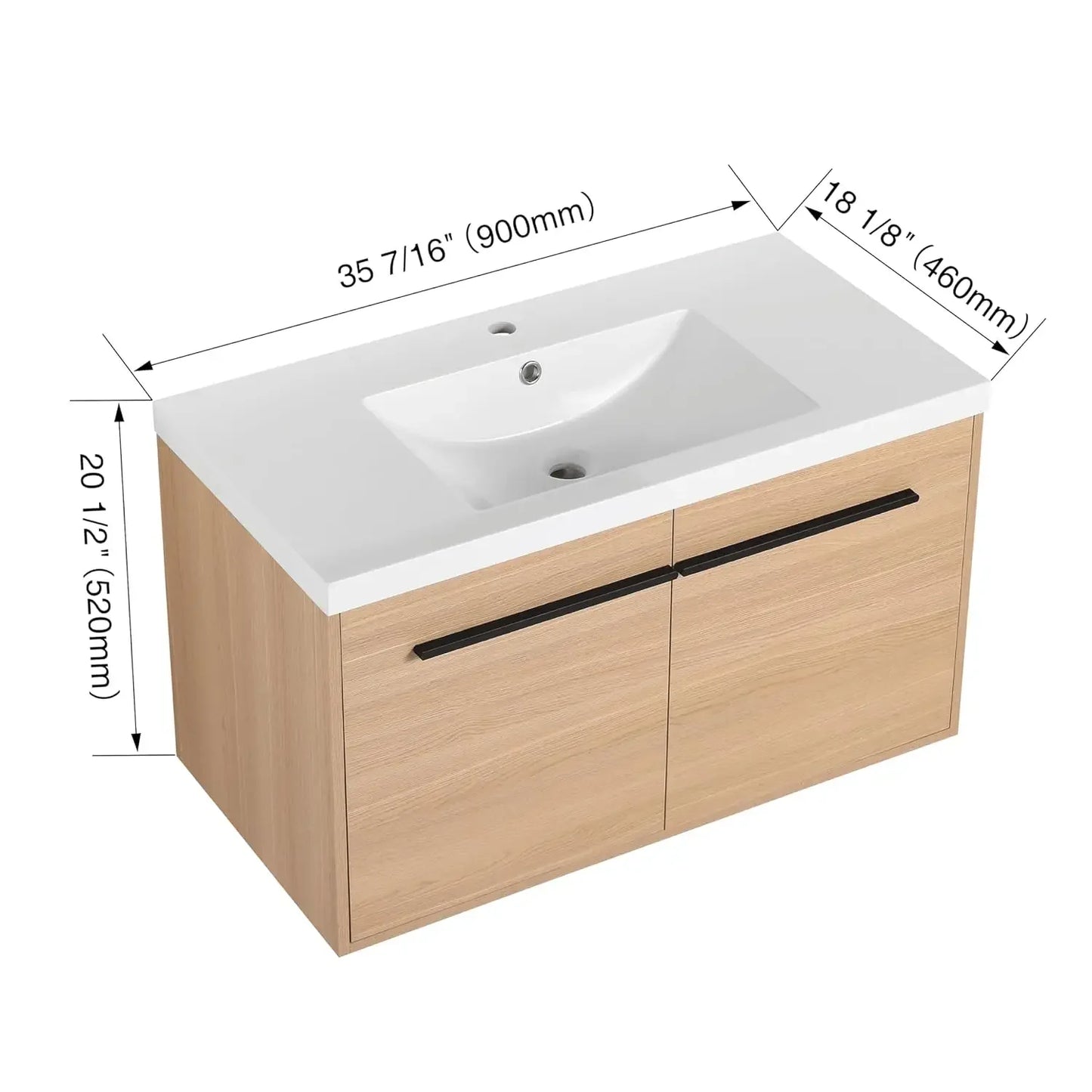 36" Floating Bathroom Vanity,36 Inch Bathroom Vanity with Sink,Single Sink Wall Mounted Vanity Combo,Brown Wall, Customized
