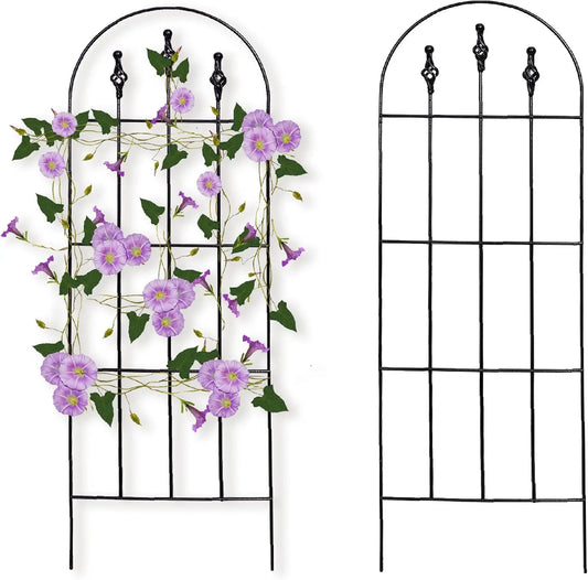 48" H x 16" W Black Metal Garden Trellis for Climbing Plants, Sturdy Outdoor Support Structure, 2-Pack