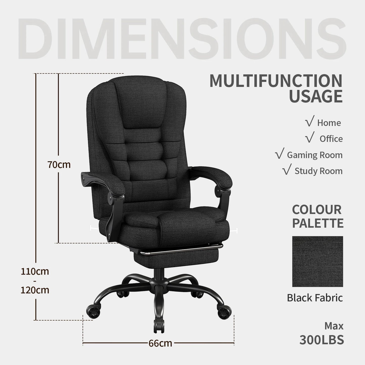 Ergonomic Executive Office Chair - High Back Chair with Headrest & Lumbar Support, Premium Home Office Chair - Adjustable Height