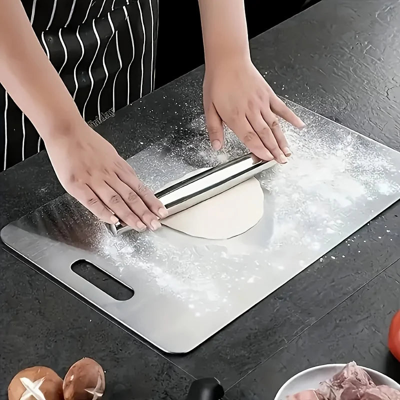 Stainless Steel 3pcs Cutting Boards - BPA-Free Dishwasher Safe Non-Slip Kitchen Boards w/Juice Groove 2030