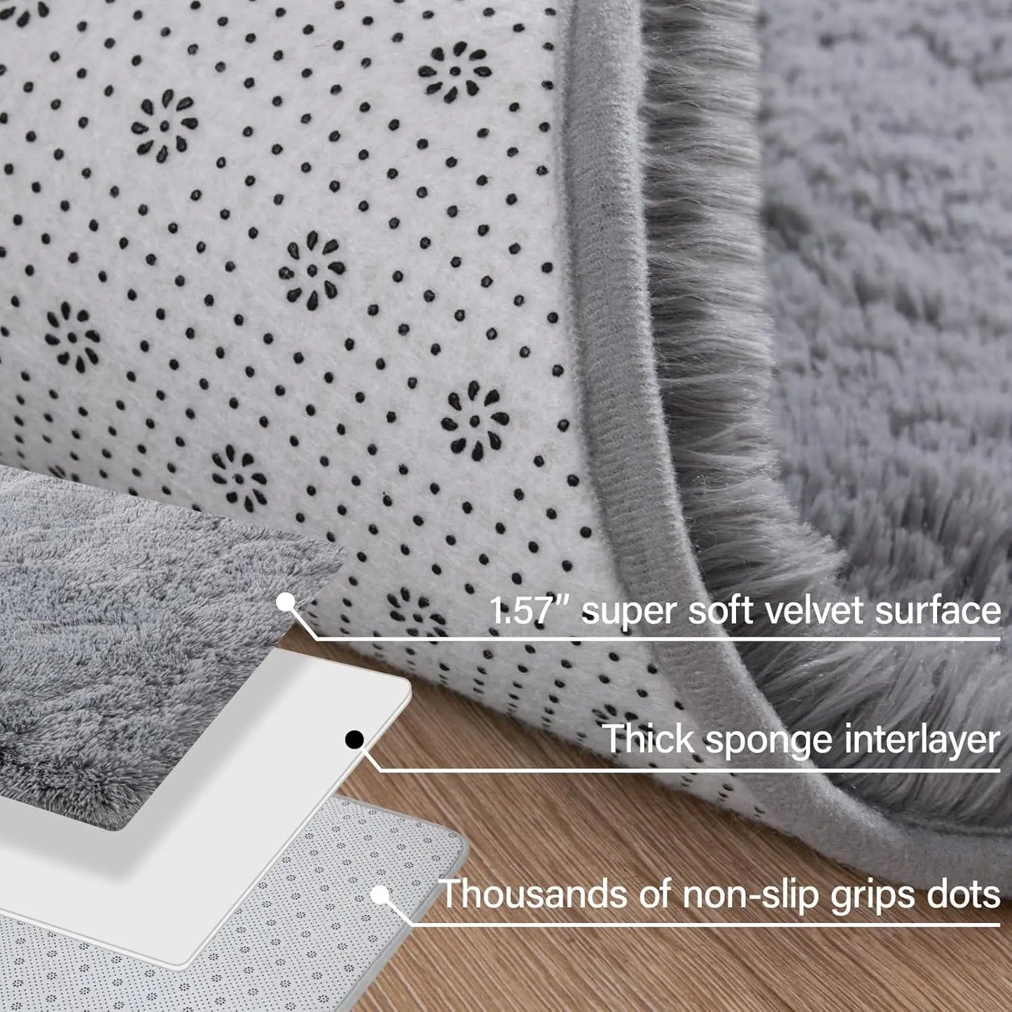 Soft Modern Indoor Large Shaggy Rug for Living Room Bedroom Kids Room, Non-Slip Plush Fluffy Area Carpet 9x12 Feet Grey