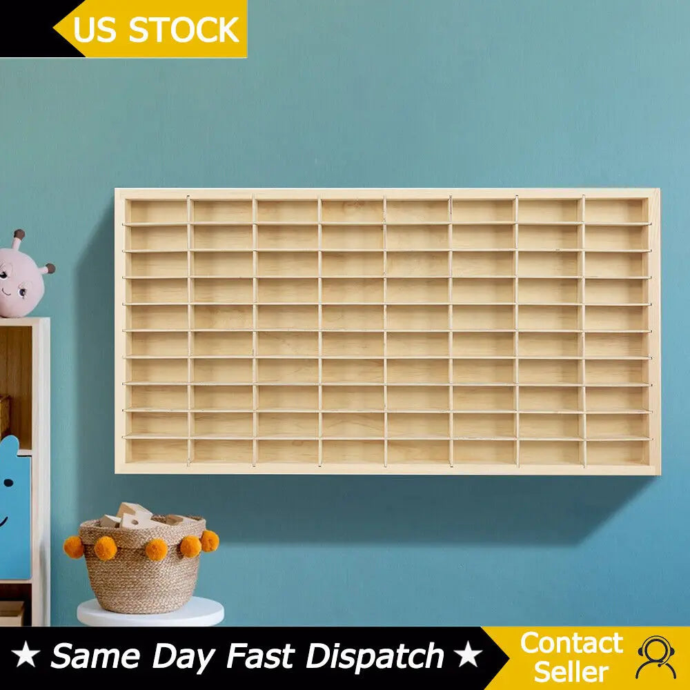 80 Grids for Hot Wheels Diecast Car Matchbox 1/64 Wood Display Shelf Toy Storage