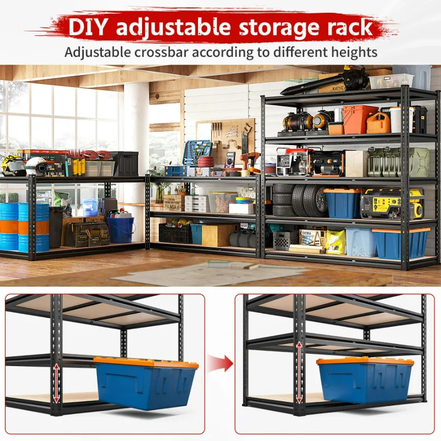 REIBII 48"W Heavy Duty Shelving 3000LBS Steel Shelving Adjustable Garage Storage Industrial Shelf,48"W x 24"D x 72"H