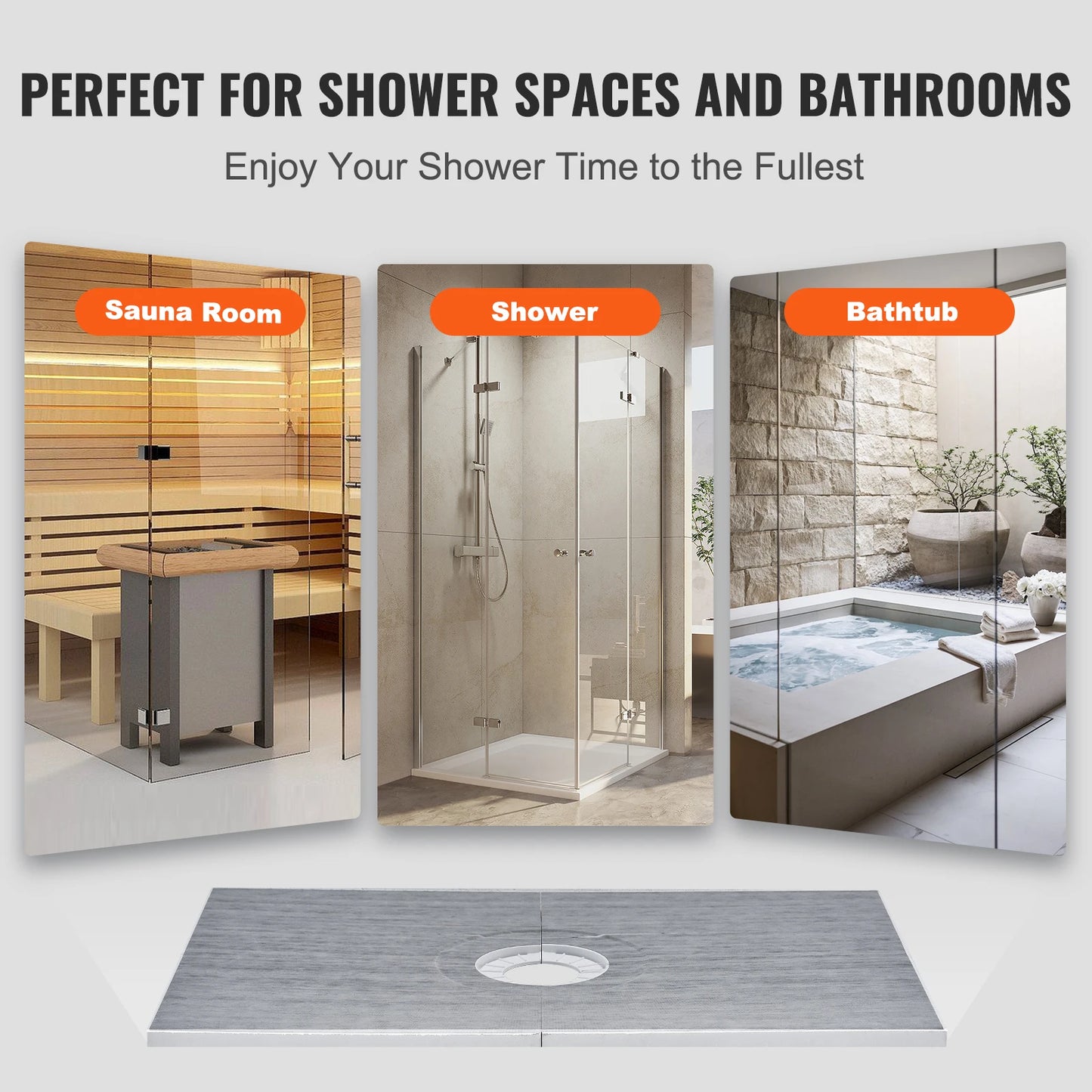 SucceBuy Shower Curb Kit Shower Pan Kit with Central Drain Lightweight EPS Shower Installation Slope Sticks Fit for Bathroom