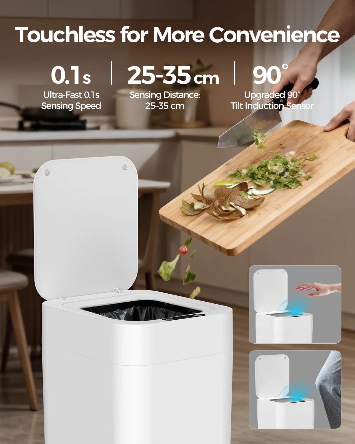 20L Automatic Self Changing Trash Can Self Sealing Self Bagging Motion Sensor Touchless Garbage Can for Kitchen Bathroom Office