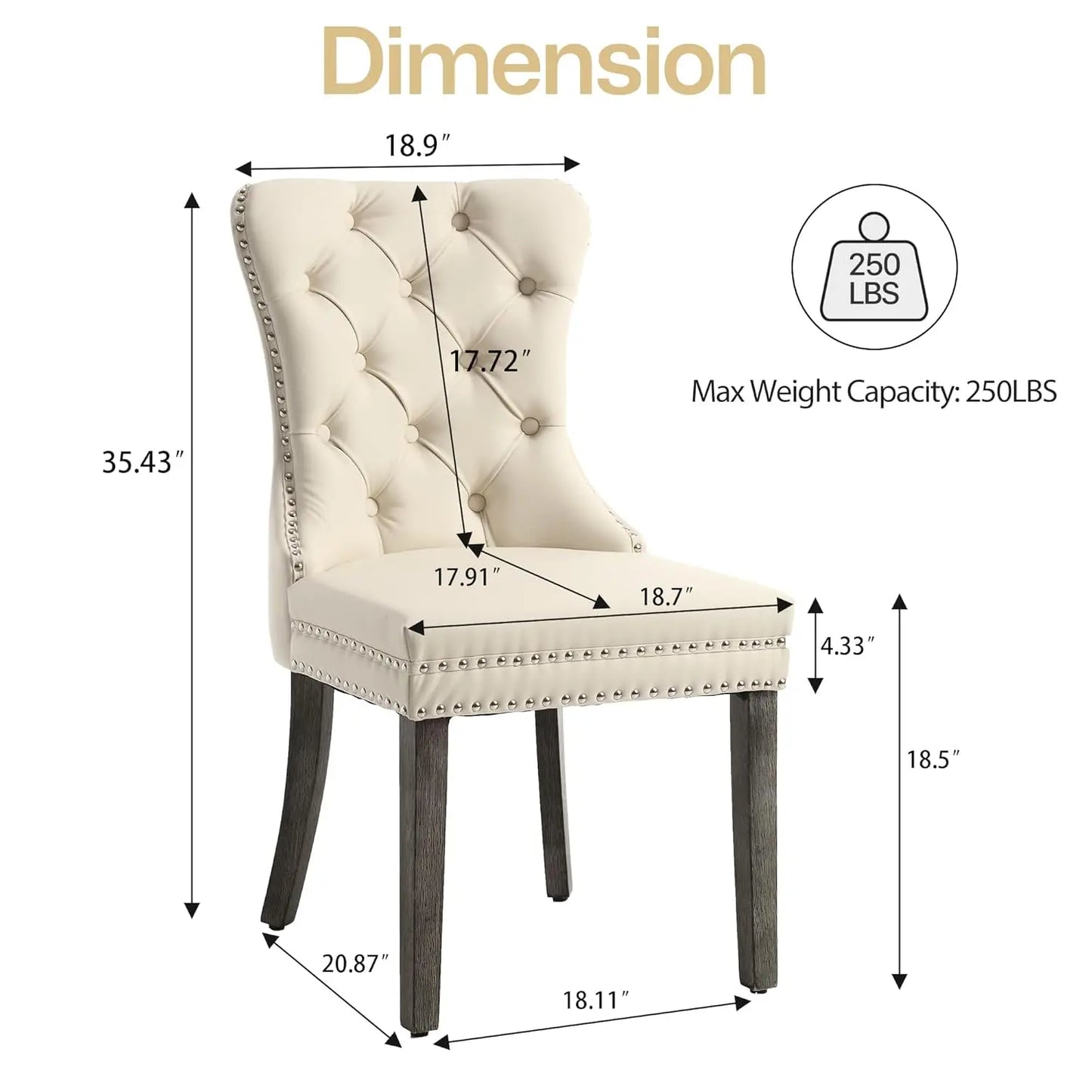 PU Leather Dining Chairs Set of 6, Dining Room Chairs with Solid Wood Legs and Pull Ring, Luxury, Customized