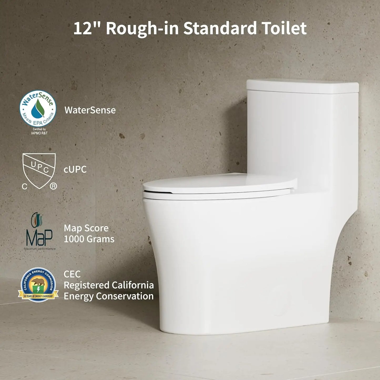 KE KING One Piece Toilet with Powerful Flush, Compact Toilet Elongated Side Lever Flush 1.28 GPF, Sleek Design, Customized