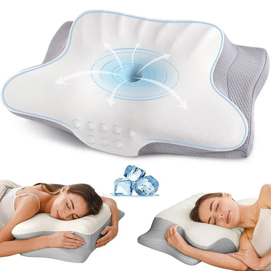 Neck Pillow for Pain Relief, Ergonomic Pillow Side Sleeper Pillow for Sleeping, Contour Memory Foam Pillows with Cooling Pillowc
