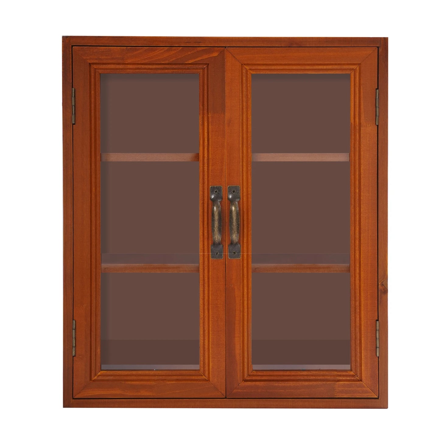 12.09*4.72*14.17in Brown Wood Storage Cabinet, 3-tier Double Door Storage Cabinet for Living Rooms, Kitchens, Offices