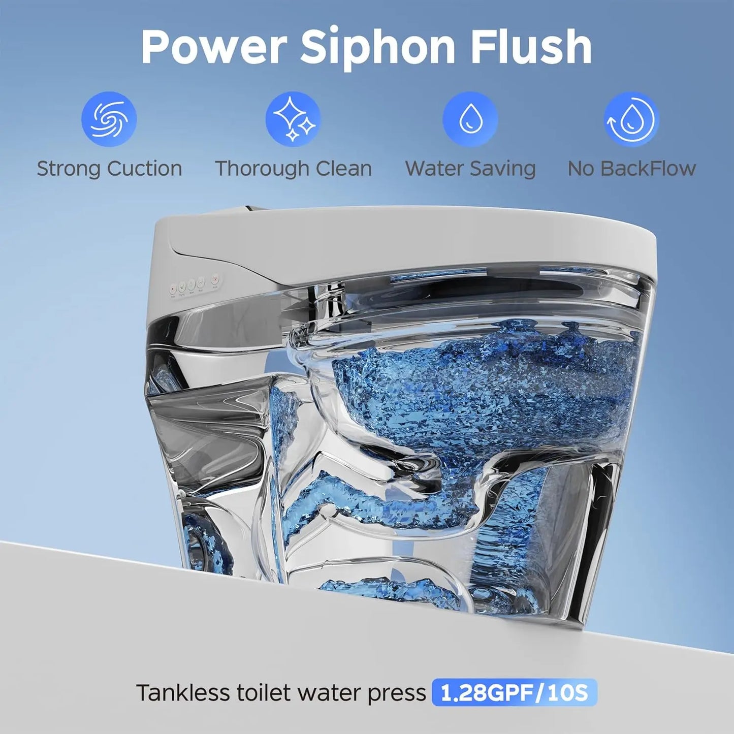 Smart Toilet with Bidet Built in, Elongated Tankless Toilet with Heated Bidet Seat, Warm Water & Air Dryer,LED, Customized